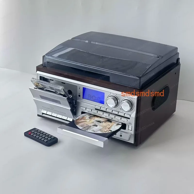 All-in-One Vinyl Record Player Bluetooth CD Cassette Stereo Vintage Desktop Audio System Home Decor Gift