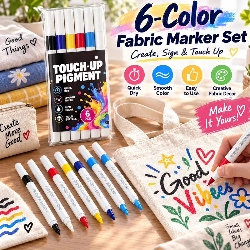 6 Colors Acrylic Paint Pens Markers Brush Tip Paint Markers For Rock Painting Wood Stone Glass Gift DIY Crafts