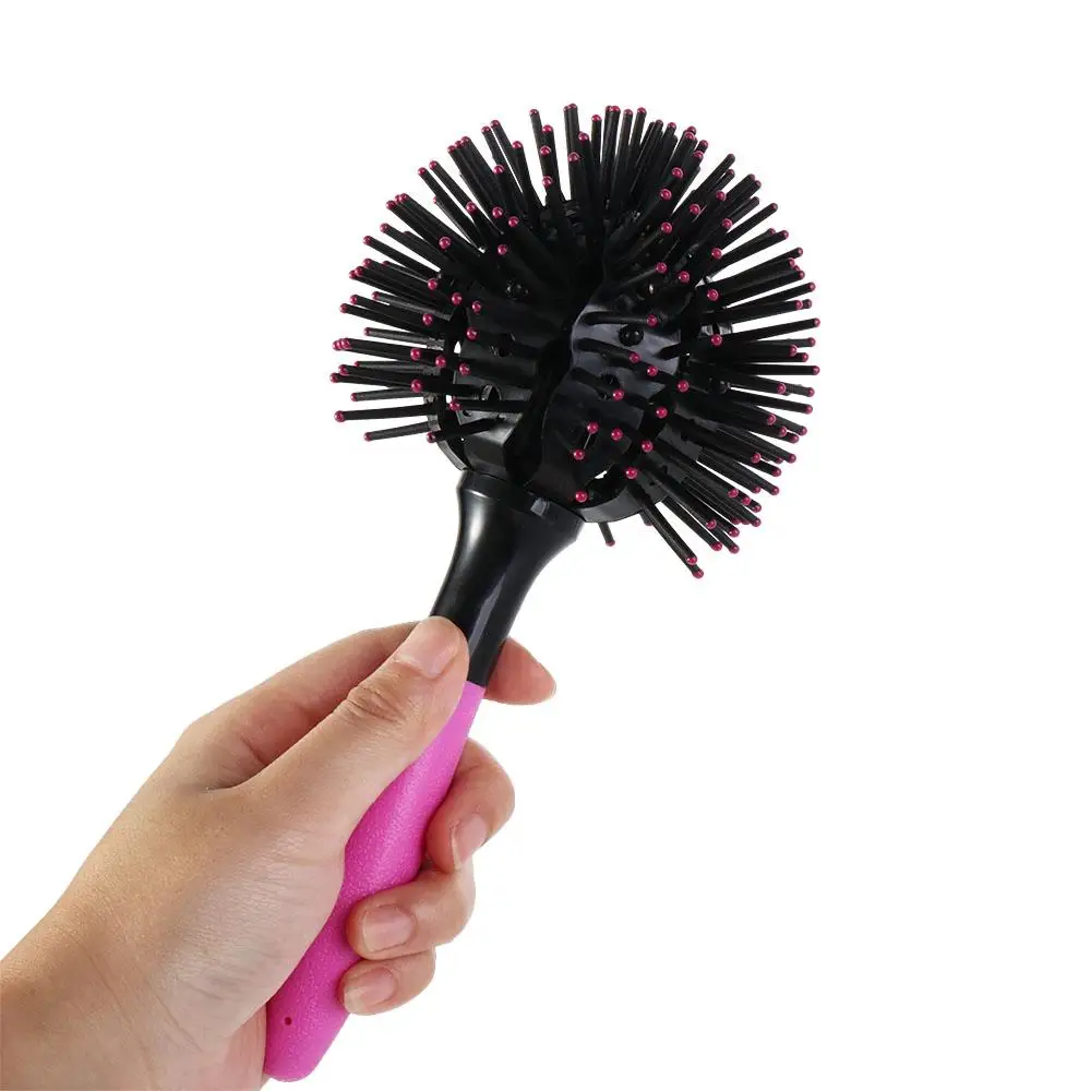 

Пластиковая 3D круглая расческа для волос, термостойкая сферическая 360-градусная расческа с шариком, массажная розовая круглая расческа для вьющихся волос, парикмахерская