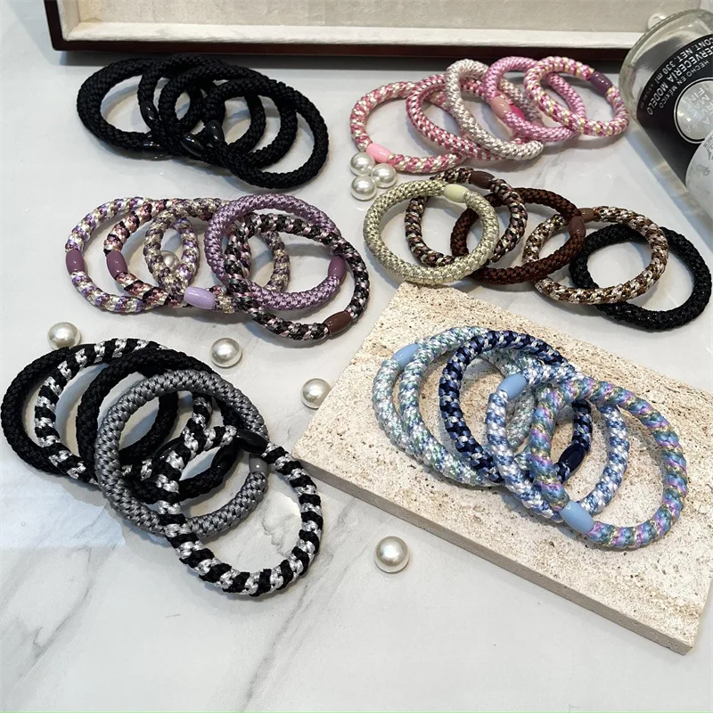 15pcs/box Multicolor Hair Ties for Women Braided Twisted Elastic Hair Rope Durable High Elasticity Hair Rope Scrunchies