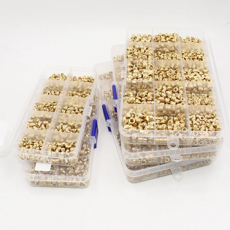 M2 m2, 5 m3 m4 m5 m6 m8 Messing-Wärmeeinsatzmutter-Kit Heiß schmelze Rändel gewinde Wärme spritzguss Einbettung Kupfer mutter mit 3D-Druck – Detail 1