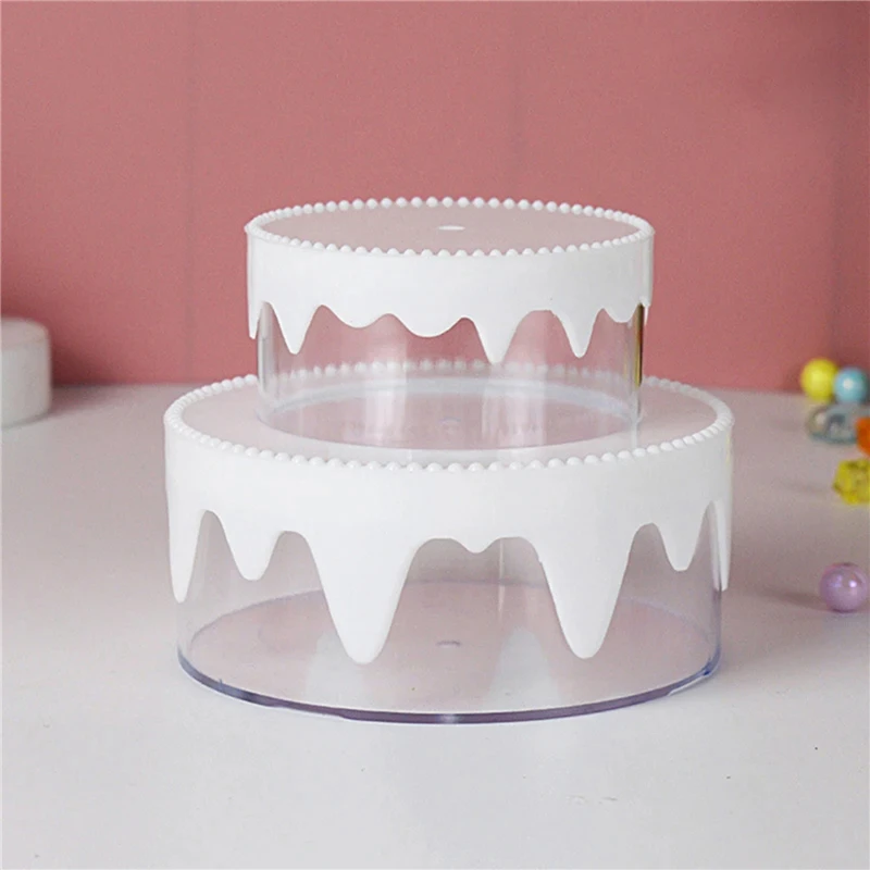 

Jewelry Container Transparent Double Layers Dreamy Sweet Cream Cake Shape Storage Box Handmade DIY Storage Boxes