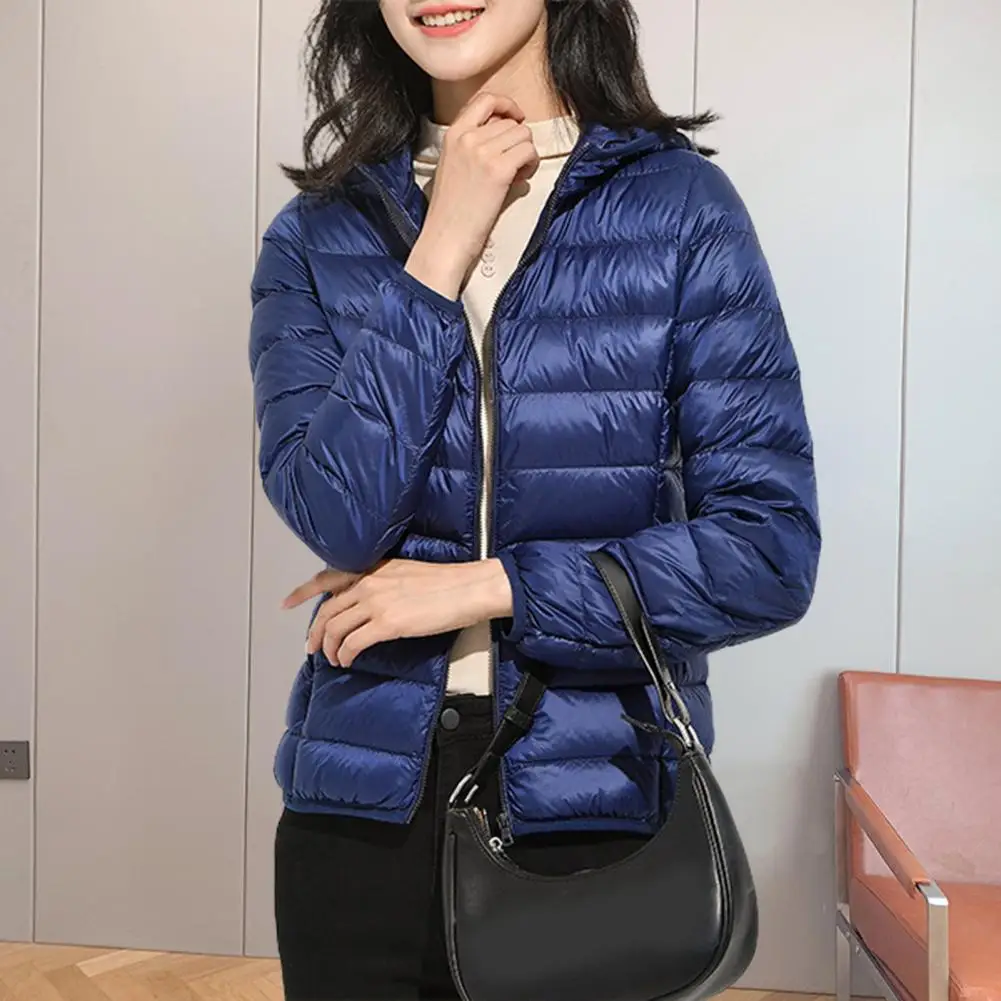 

Cotton Coat Pockets Puffer Jacket Fall Winter Hooded Lady Puffer Down Jacket