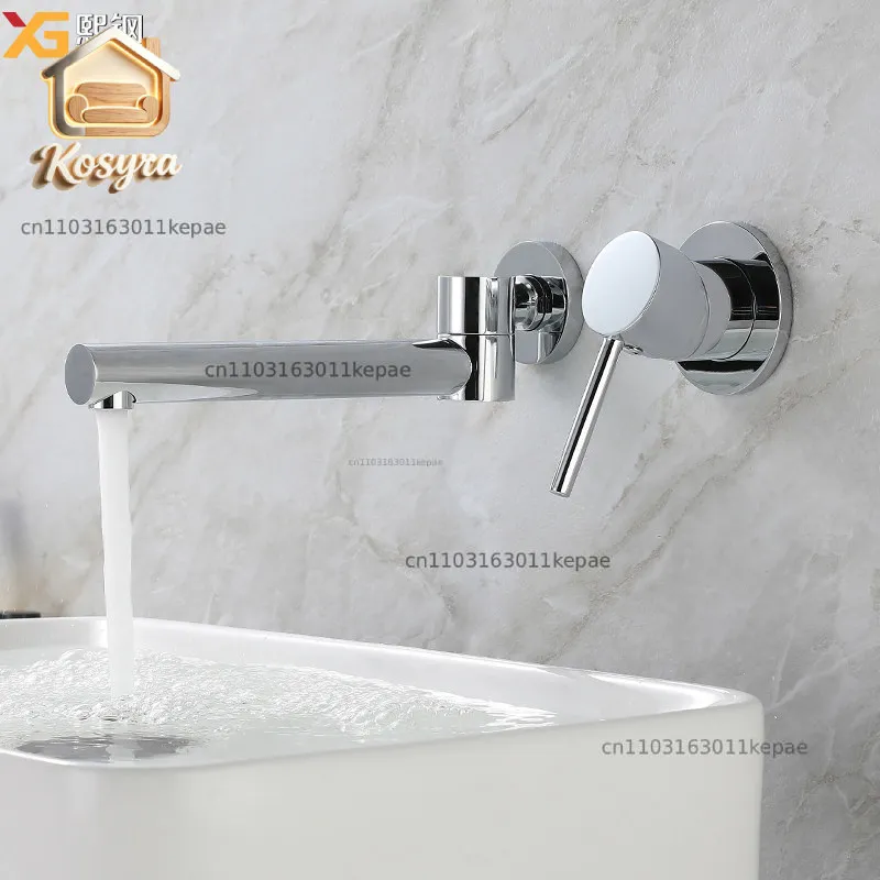 

Foldable rotary concealed wall basin All copper faucet Bathroom hot and cold hand wash basin Embedded