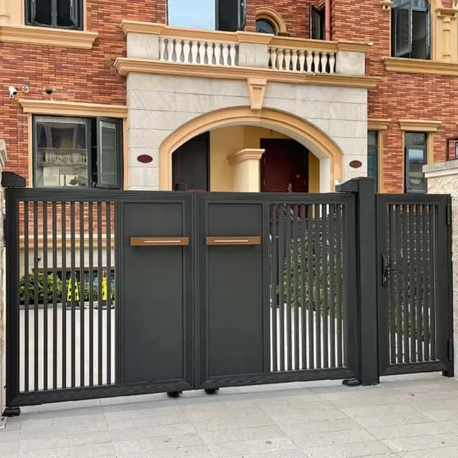 Iron Gate Automatic Sliding Driveway Entrance Villa Modern Design Security Wrought