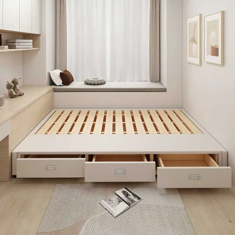 Minimalist Skeleton Customization, Tatami Bed, Children's Air Pressure Bedroom, Solid Wood Bed Frame, Skeleton Bed Frame