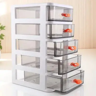 

Table Organizer with Drawers Multi Compartment Storage Case for Cosmetics Jewelry Stationery Plastic Drawer Style Organizer Box