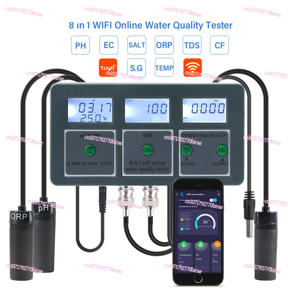 

8 1 Wireless Digital Water Quality Monitoring Tester Portable WiFi Aquaculture Sensor Automatic River Use