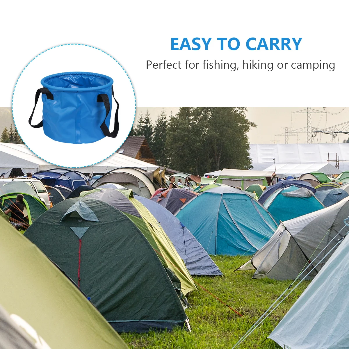 

Outdoor Folding Bucket Waterproof Bag Pail Hiking Container Portable Mesh Folder. PVC Coating