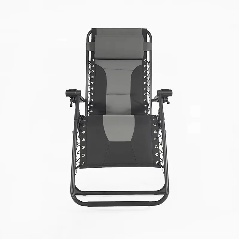 Adjustable Zero Gravity Reclining Folding Lounge Oxford Single Fold Garden Sleeping Chair with Pillow Cup