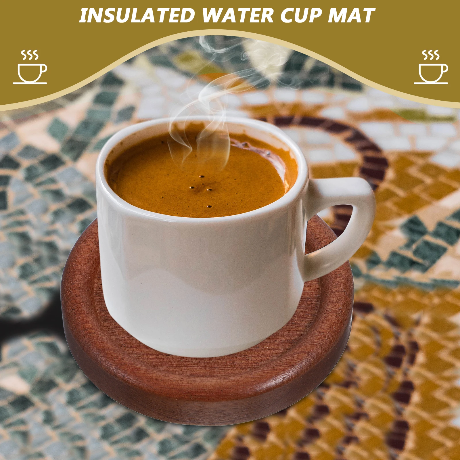 

4pcs Solid Coaster Round Shape Anti Skid Heat Insulation Protective Tabletop Coffee Mug Protective Coffee Coaster Pads Home Use
