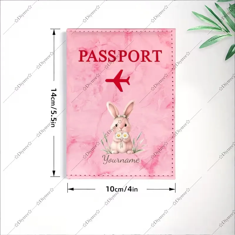Personalized Custom Cute Rabbit And Daisy Illustration Passport Cover - Foldable, Ideal for Daily Travel And Personalized Gifts