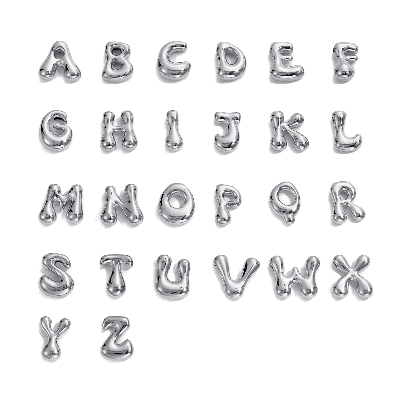 CARLIDANA Hot Sale Stainless Steel Capital Letter Alphabet Irregular Bubble Initial Pendant Charms For DIY Jewelry Necklace