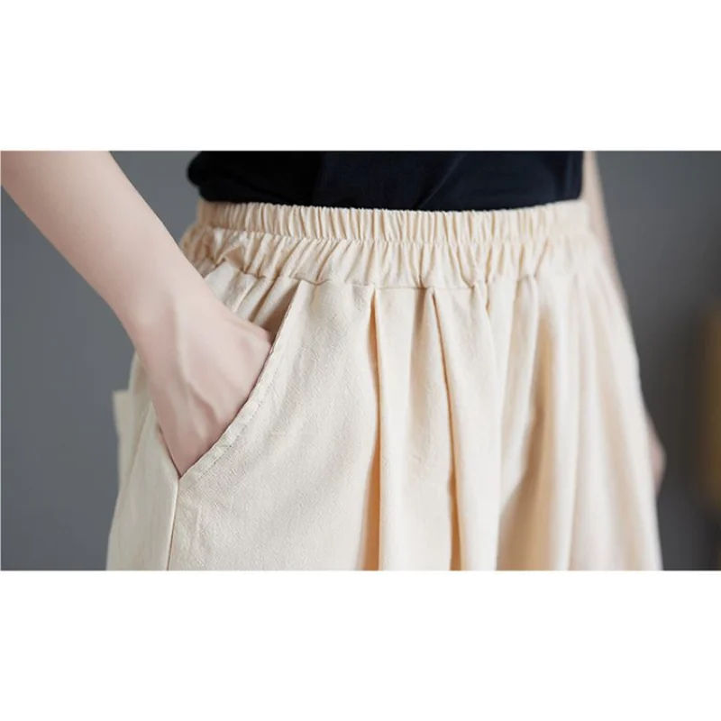 Pantaloncini a strati con volant tinta unita da donna Pantaloncini larghi comodi estivi casual in vita elastica