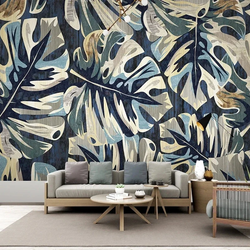 

Nordic Retro Tropical Plant Leaves Photo Mural Wallpaper Living Room TV Sofa Luxury Home Decor Wall Cloth Waterproof 3D Fersco