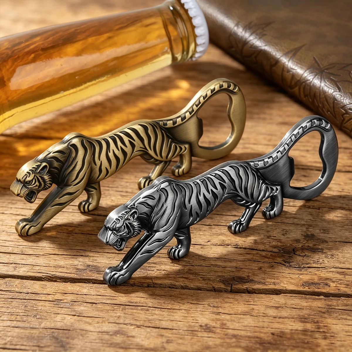 Vintage Tiger Metal Bottle Opener Retro Bronze/Grey Black Beer Cap Remover Animal Figurine Bar Tool Gift For Beer Lovers