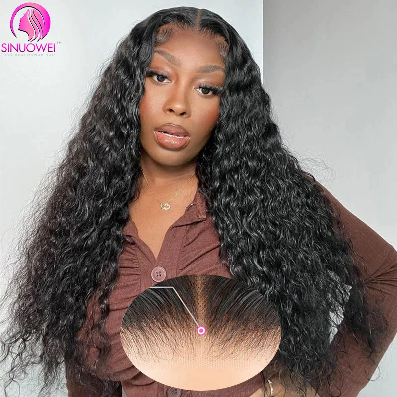 Water Wave 5x5 Glueless Wigs 200% Density Curly Wave Pre Cut Lace Human Hair Wigs Pre Plucked With Baby Hair Lace Human Hair Wig