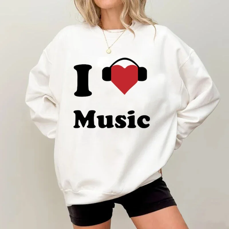 I love listening to music with headphones crew neck sweatshirt I love music crew neck top Music Lover Gift  Oversized Sweatshirt