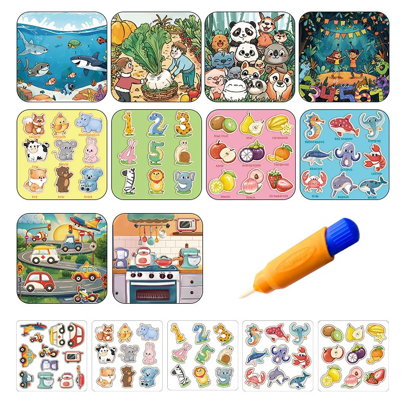 Water Drawing Book For Kids - Reusable Mess-Free Painting Toy, Travel Art Set With Non-Toxic Materials