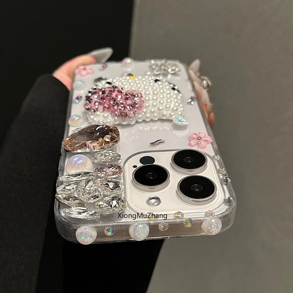 Sanrio Hello Kitty Diamond Flower Hülle für iPhone 18 15 Pro Max 17 16 14 13 Pro 12 11 Pro Max Modische Luxus-Schutzhülle – Detail 5