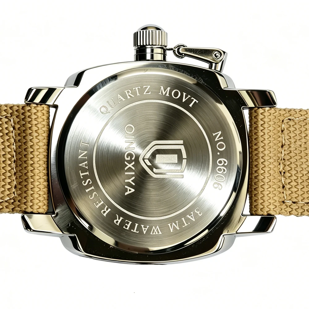 QINGXIYA Brandneue modische Quarzuhr mit zweitem Zifferblatt für Herren, hochwertiges Canvas-Armband, wasserdicht, Kalender, Sportuhren für Herren – Detail 11