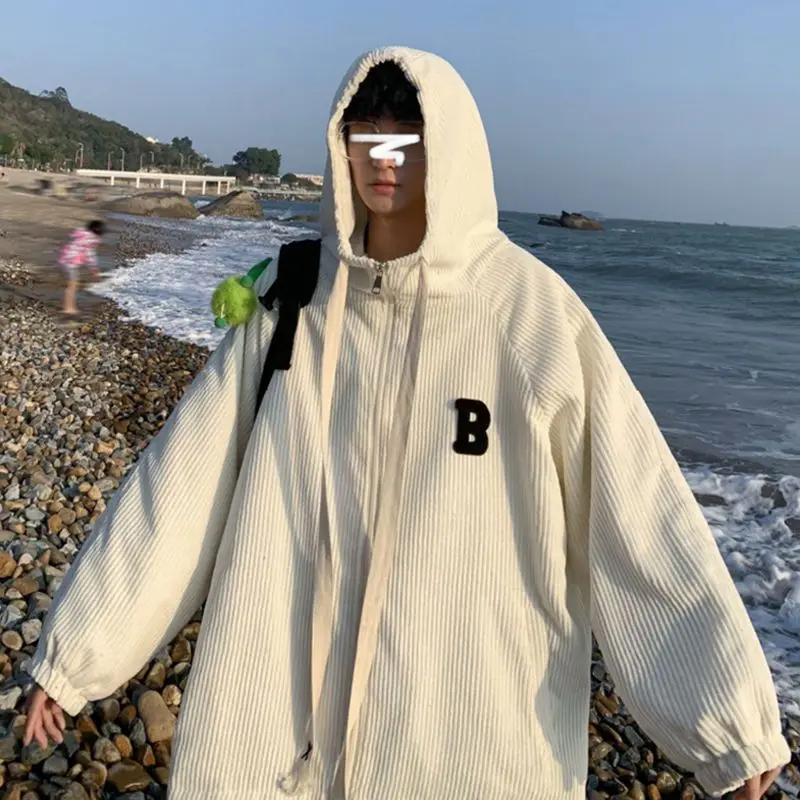 

Мужская вельветовая куртка-худи в американском ретро-стиле, очень большого размера (до 300 фунтов), весна-осень, в японском стиле