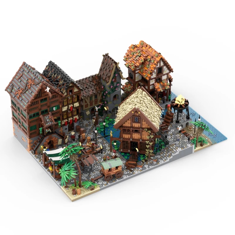 15725pcs MOC Port Sauvage A Merchant's Tale Pirates Model Building Blocks Christmas Gift Toy Creative Display Craft Education