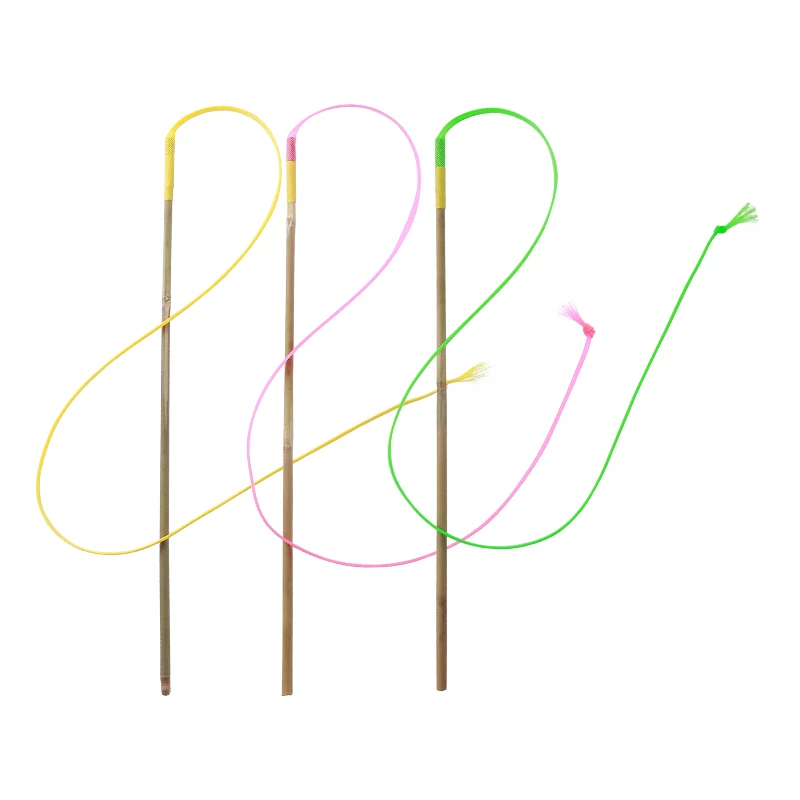 New bamboo pole nylon tubo cat-teasing stick interactive play pet supplies