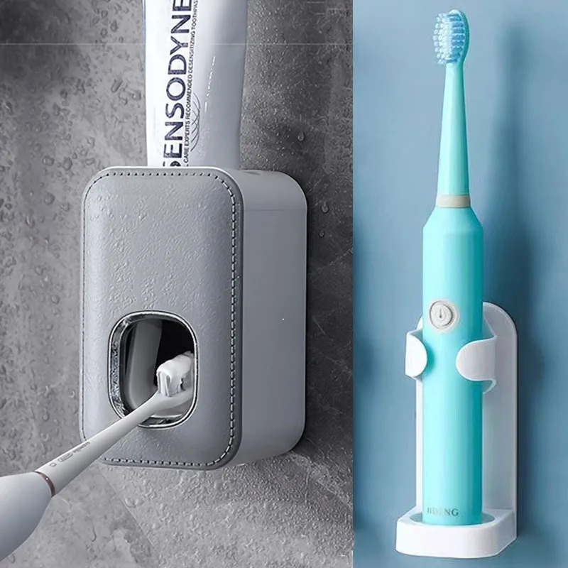 1 automatic toothpaste holder, wall mounted toothbrush holder without toothpaste and holes, suitable for home bathrooms 5
