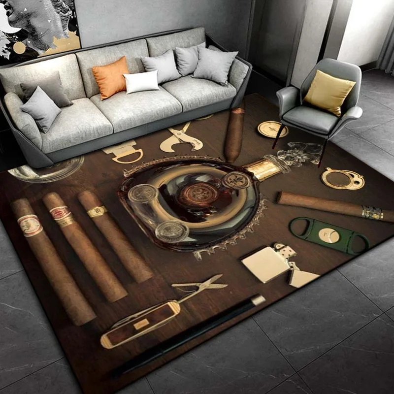 Tobacco Cigar Smoke Series Drink Area Rug,Carpet Rug for Living Room Bedroom Sofa Doormat Decoration,Kid Play Non-slip Floor Mat