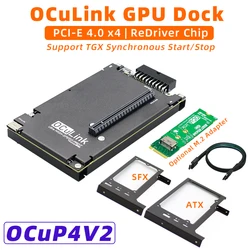 OCuP4V2 OCuLink External Graphics Card Dock PCI-E 4.0 x4 ReDriver Optional M.2 M key Adapter for Laptop Mini PC to Video Card