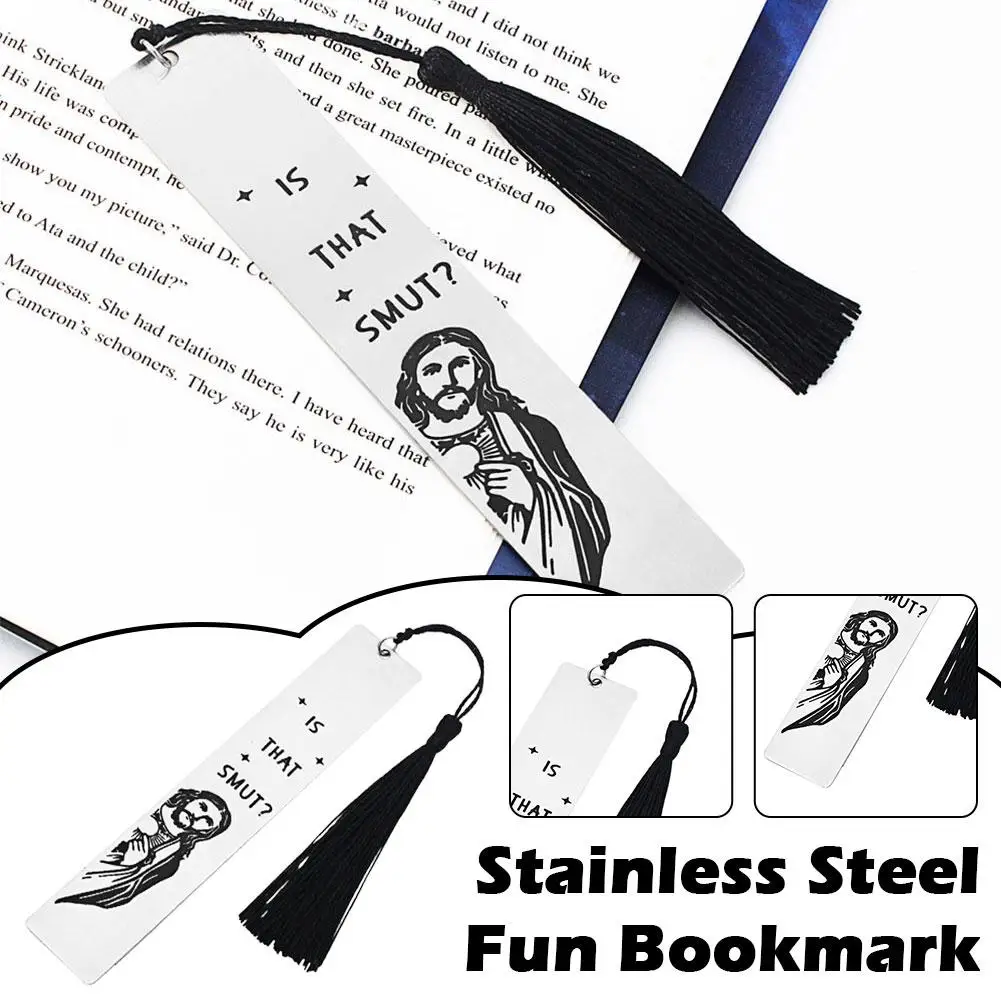 Book Lover Humor Peeking Jesus Book Marker Stainless Steel Inspirational Bookmark For Teachers Students Long Tassel For Cow D1O3