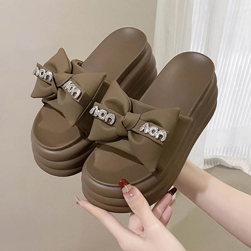 New Summer Women Slippers 2024 Thick Sole Dad Shoes Casual Platform Beach Flip Flops Leisure Flower Sandals Sneakers Woman 8.5CM