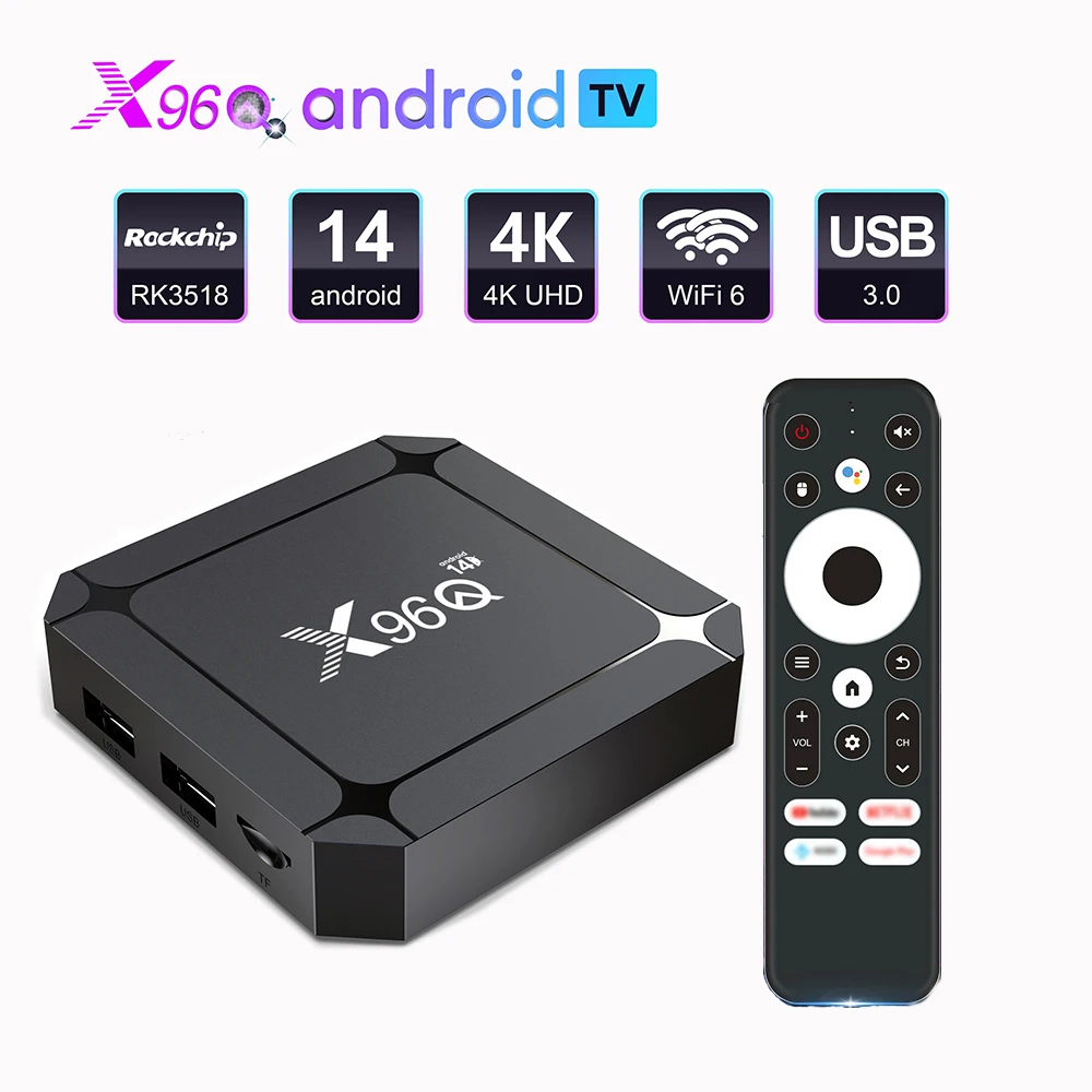 X96 Q 2GB 16GB Android 14 Smart TV Box RK3518 رباعي النواة 4KX2K 100M LAN 2.4G 5G Wifi6 USB3.0 X96Q Set Top Box #1