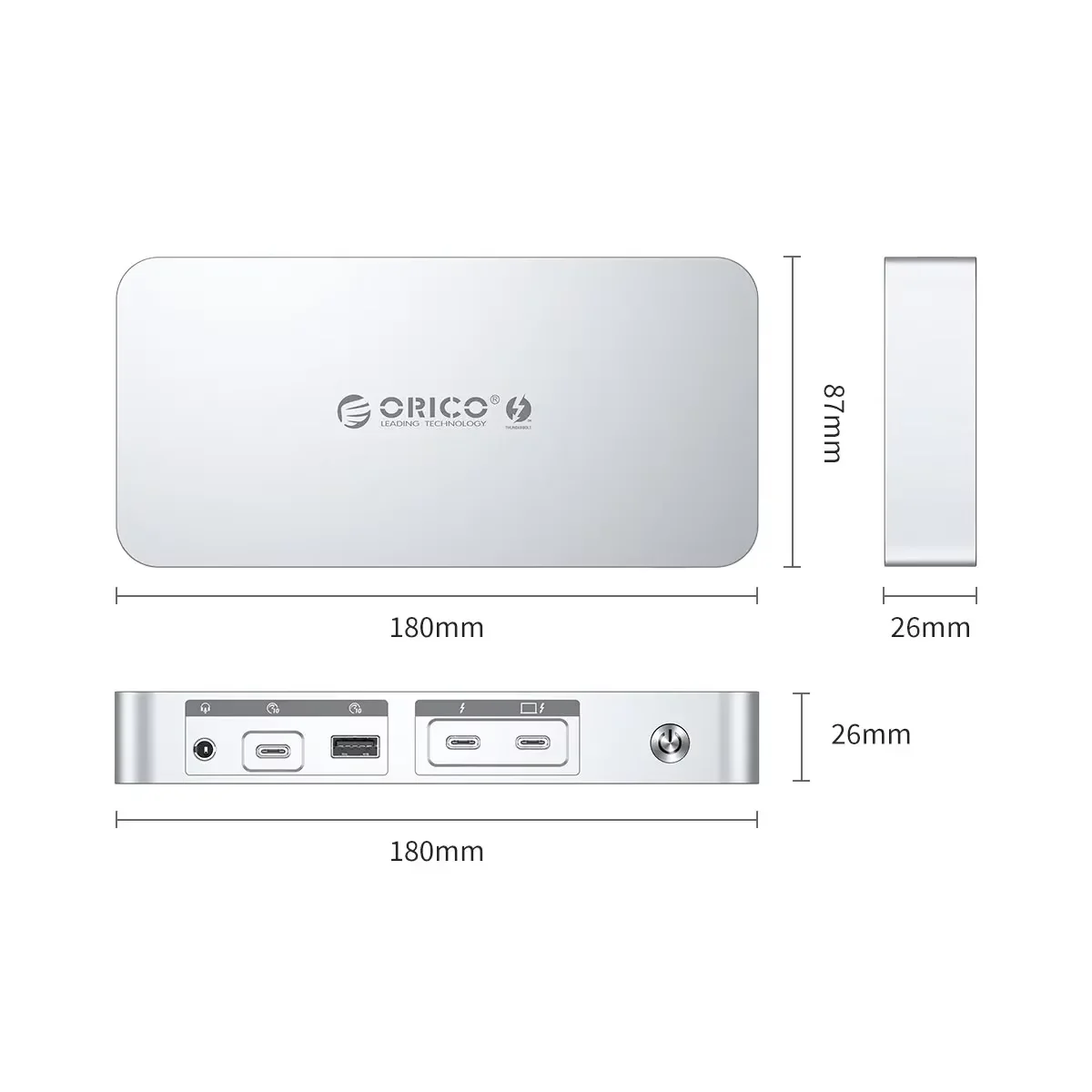 ORICO Thunderbolt 4 Docking Station Type C to HDMI-Compatible Adapter 8K@30Hz USB 3.2 Gen2 HUB Splitter for MacBook