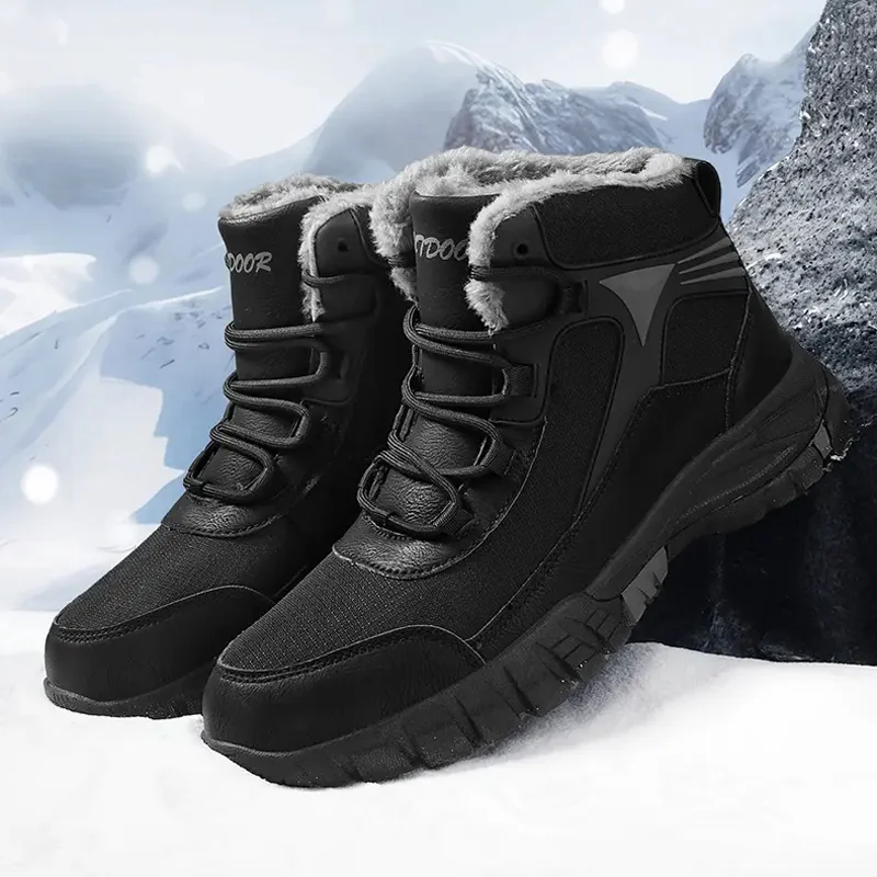 

Men Plus Velvet Cotton Boots Comfortable Warm Non-slip Hiking Shoes Shock-absorbing Wear-resistant Outdoor Cold-proof Snow Boots