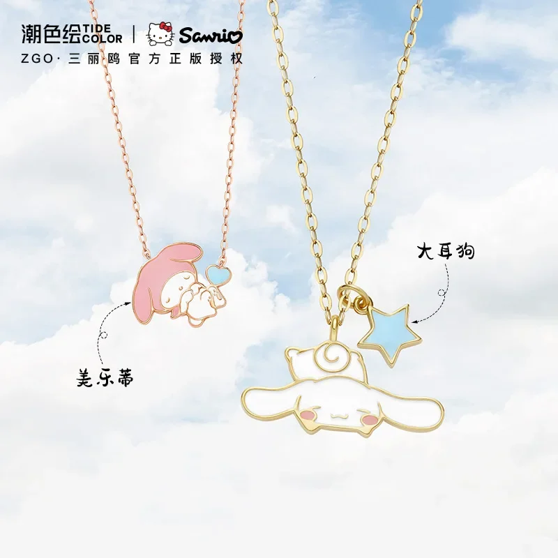 Sanrio Necklaces for Women Connamoroll My Melody Hello Kitty Charms Light Luxury Pendant 925 Silver Jewelry Cute Christmas Gifts