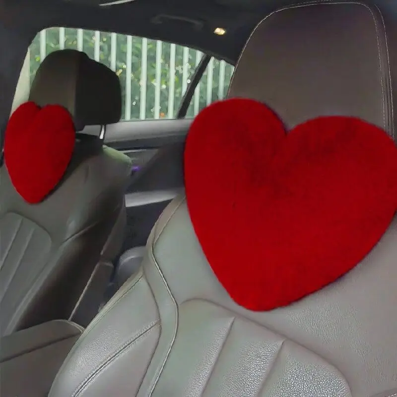 Car Headrests Neck Protectors Love Pillows Waist Pillows, Car Seats Backrests Universal Plush Headrests Imitation Rabbit Hair