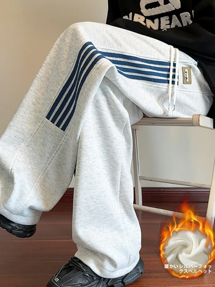 

Мужские повседневные широкие брюки прямого кроя с эффектом драпировки, осенне-зимние, свободные спортивные штаны, модные, трендовые, брендовые