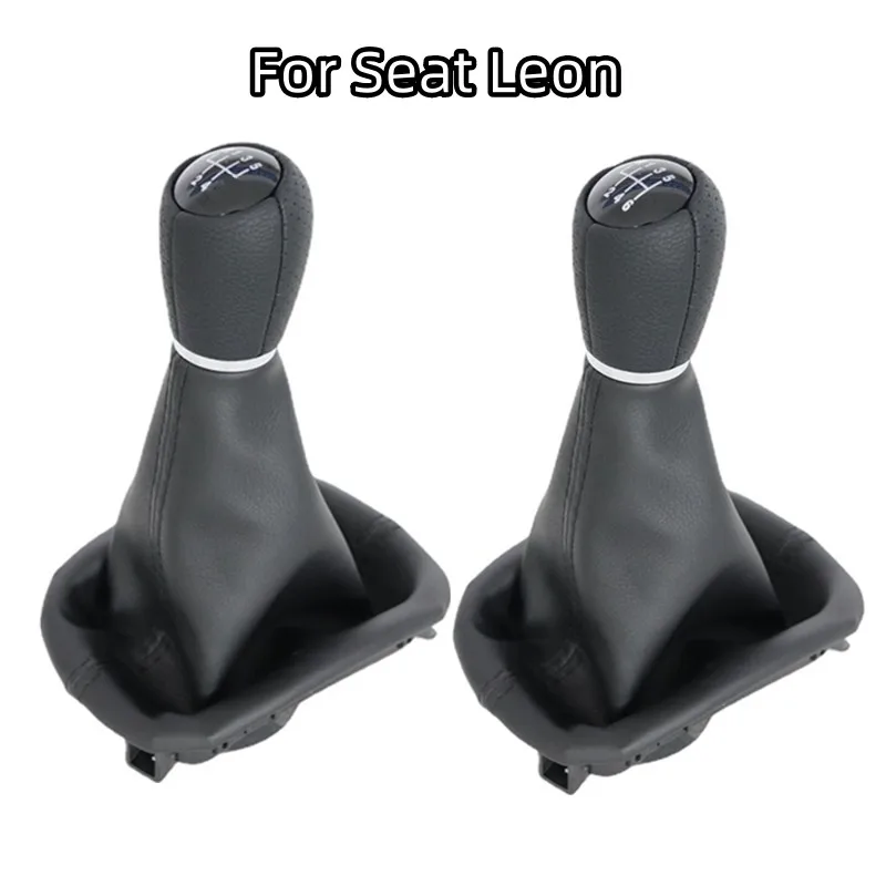 5 6 Speed 12mm Leather Car Gear Shift Knob for Seat Leon 1 MK1 for Toledo II MK2 Gait 1999-2006 Lever Stick Boot Cover Accessory