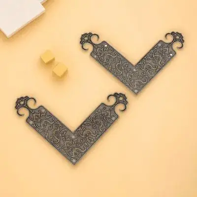

2Pcs Sturdy Brass L Corner Protectors Retro Look Cabinet Table Jewelry Box Guard Decorative Corner Protectors Brass Cornet Brace