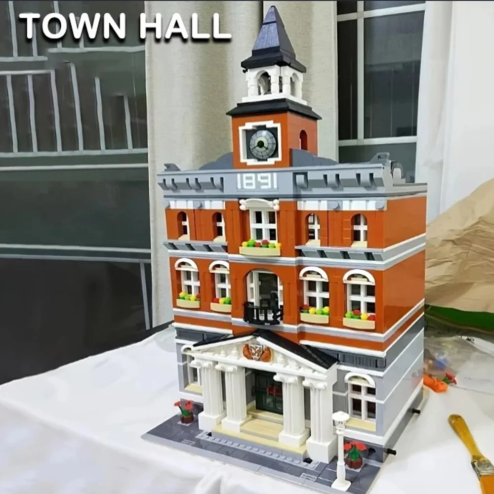 

2025 New Street View Building Assembly Building Blocks Toy Children's Simulation City Hall Model Boy Christmas Gift 2766pcs