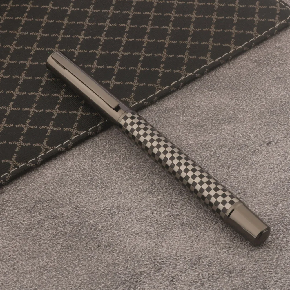 1pc metal Rollerball Pen Gun grey Grid Stationery Office school supplies Writing Gift ball point pens