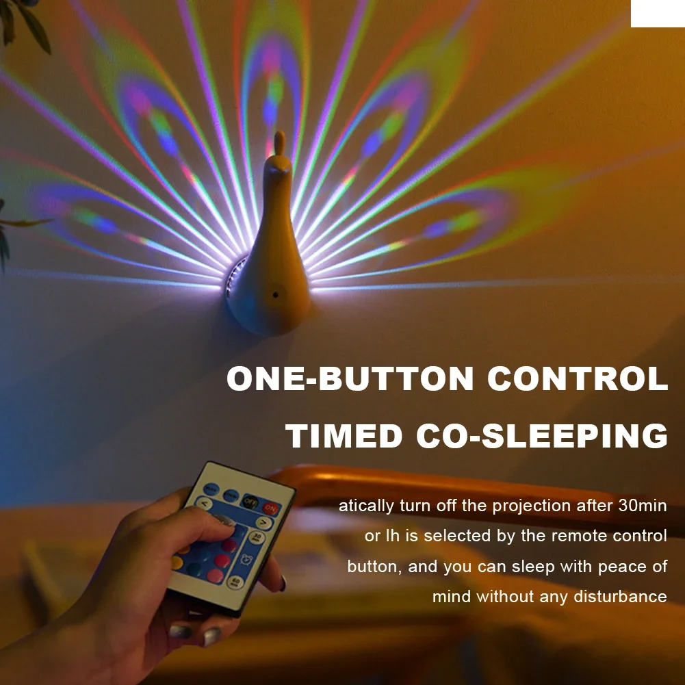 

LED Peacock Projection Lamp Remote Control Atmosphere Lamp Night Light Bedside Lamp for Home Bedroom Bedside Wall Decor