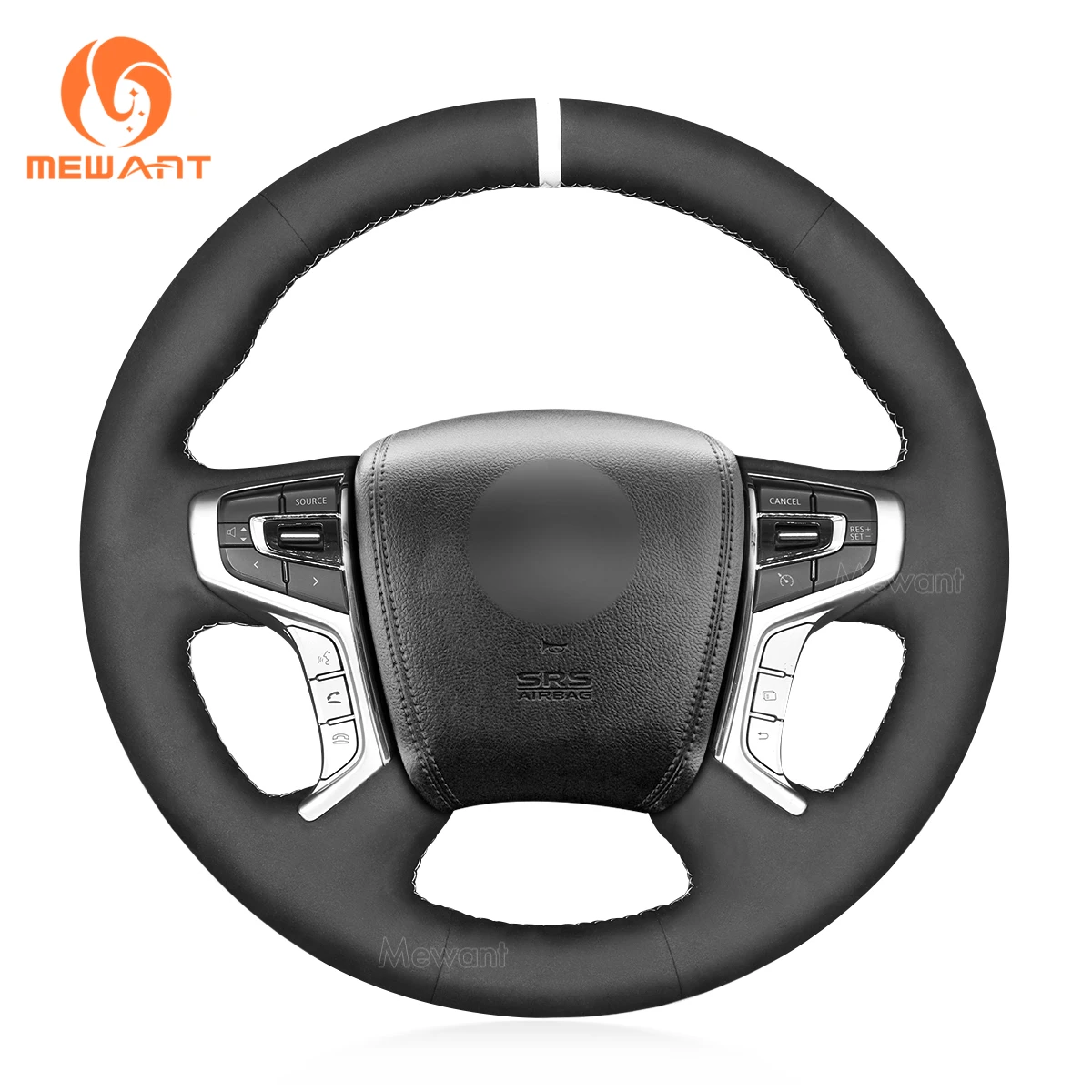 MEWANT Suede Car Steering Wheel Cover for Mitsubishi L200 Outlander PHEV Shogun Sport Pajero Triton 2015 2016 2017 2018-2022