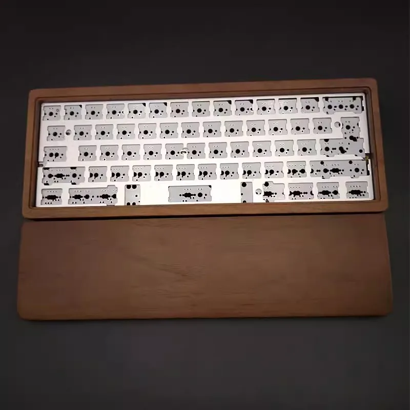 Wooden Keyboard Shell For GH60 Poker Mechanical Keyboard DIY Rosewood Zebra Wood Walnut Keyboard Case With Wood Wrist Rest Pad