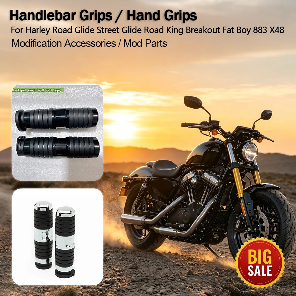 Soft Rubber Motorcycle Hand Grips For Harley Road Glide Street Glide Road King Breakout Fat Boy 883 X48 Upgrade Parts
