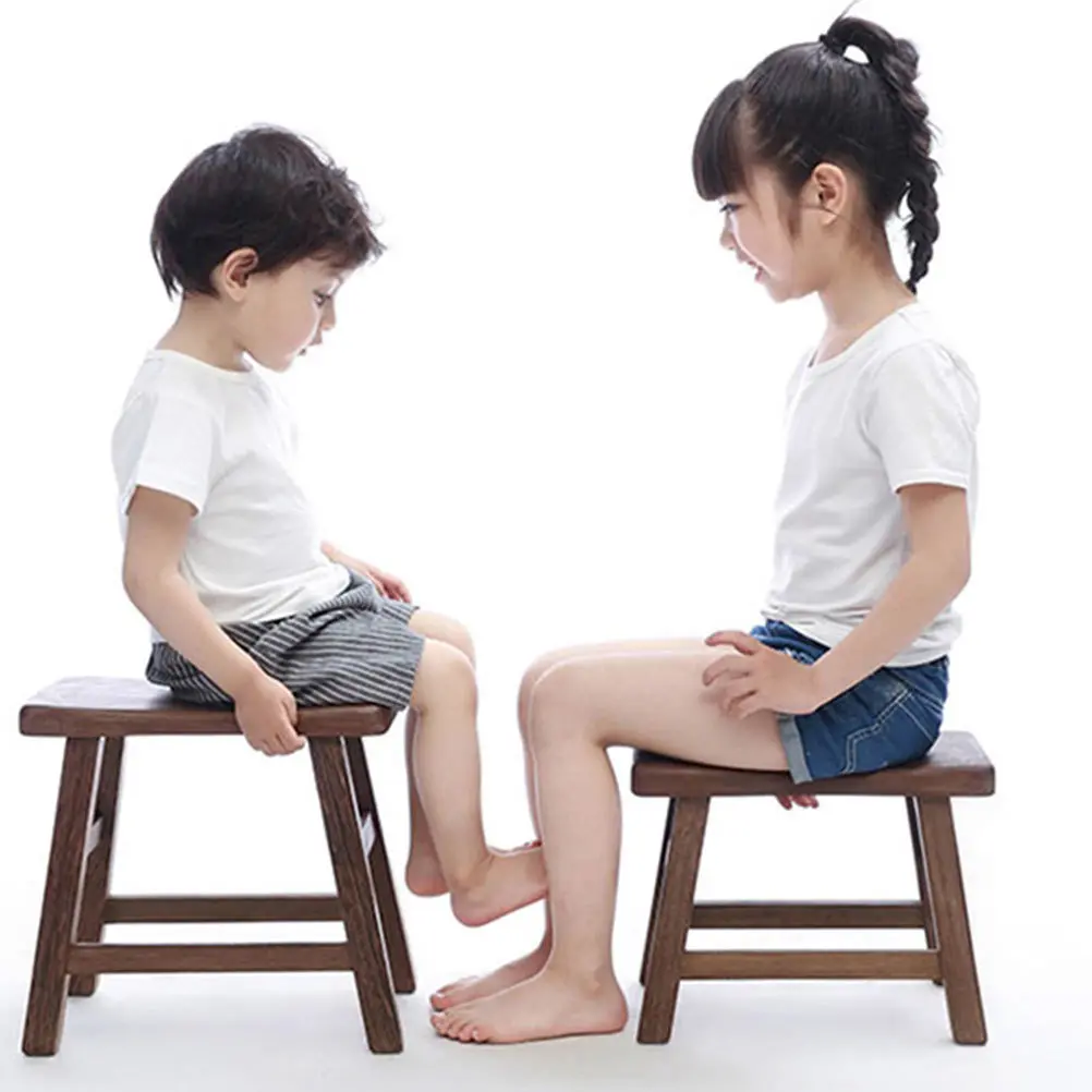 Wooden Bathing For Kids Lightweight Children Shoes Wearing Stool Non-Slip Bathroom Footstool Low Step Stool Household