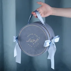 Cylinder Gift Packaging Box Suede Handbag Double Bows Wedding Favor Gift Boxes for Wedding Decoration Baby Shower Party Supplies