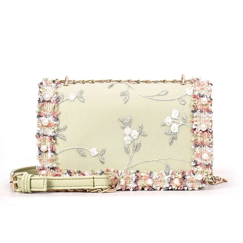Neue Mode Frauen Blumen gedruckt Mini Ketten tasche Umhängetasche Einkaufstasche Handtasche – Detail 1